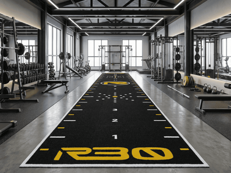 weighted sled push on high traction gym turf